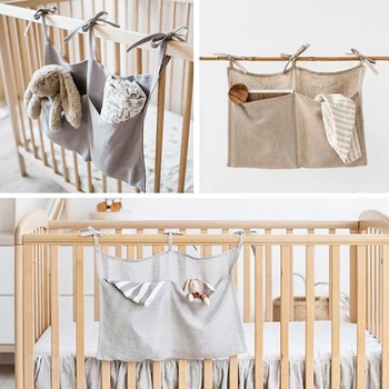 

Multifunctional Storage Bag Double Grid Diaper Clothing Debris Crib Storage Hanging Bag Home Bedroom Bedside Hanging Bag