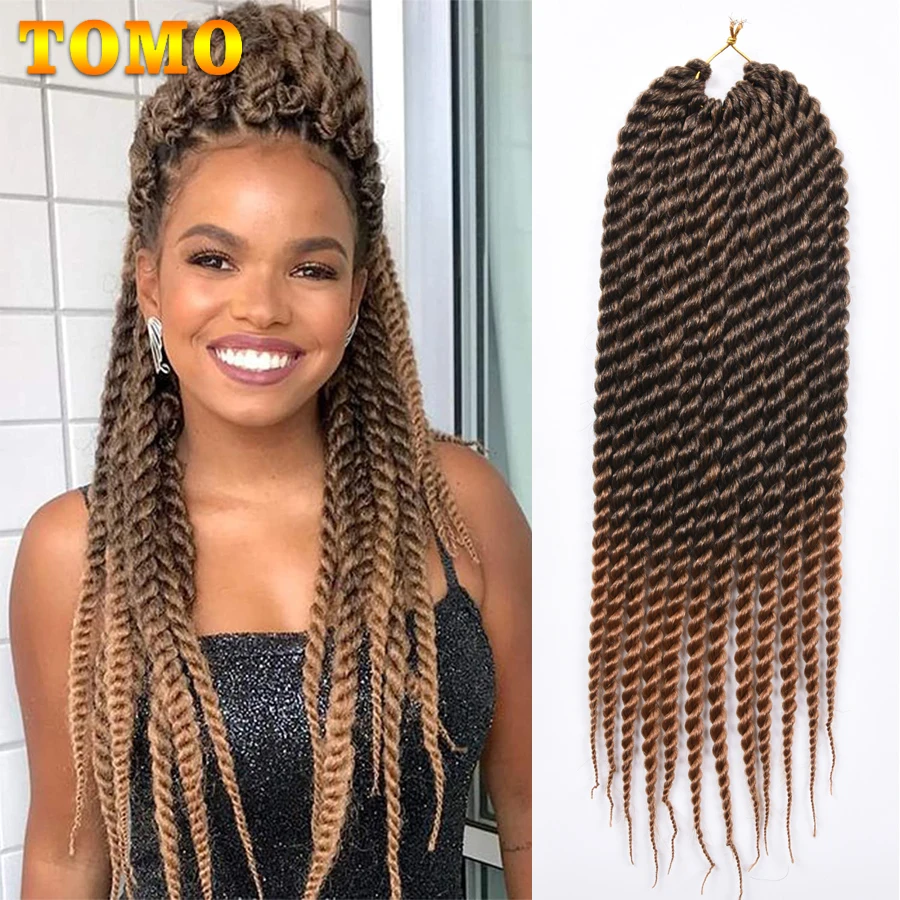 Tomo Jumbo Senegalese Twist Crochet Hair 12 "18" Ombre Nero Marrone Colore Sintetico Crochet Trecce Estensioni Dei Capelli 12 Radici