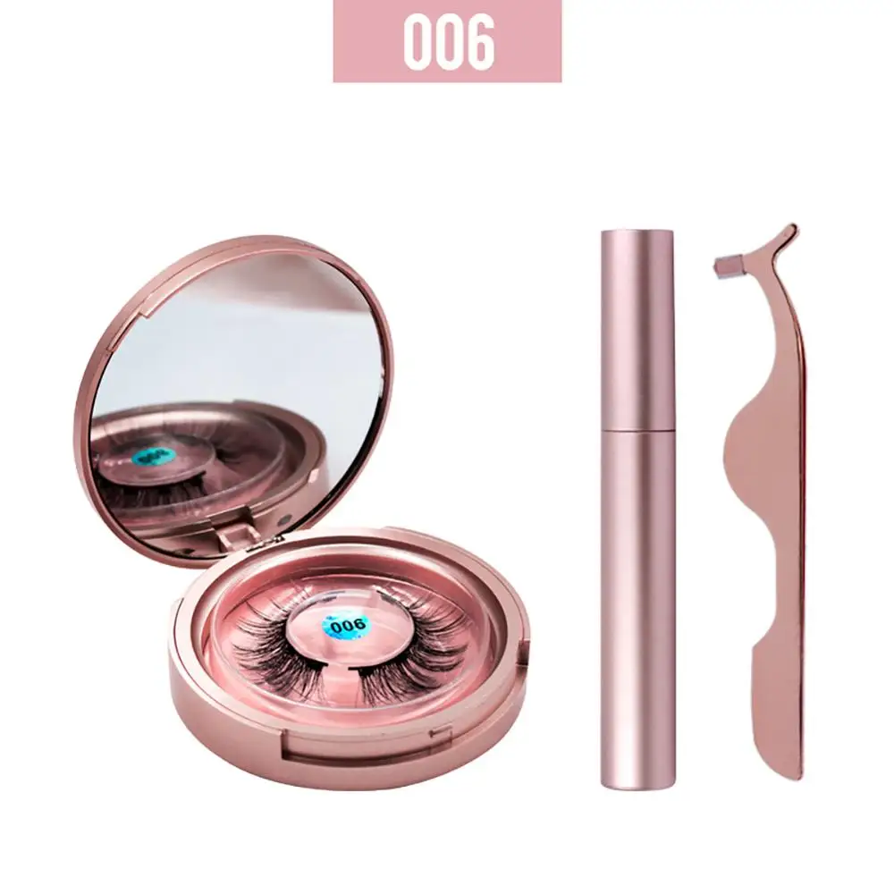 3pcs Ladies Magnetic Eyelashes Liquid Eyeliner Tweezers Kit with Mirror Long Lasting false eye growing lashes Eye Makeup Tools | Красота и
