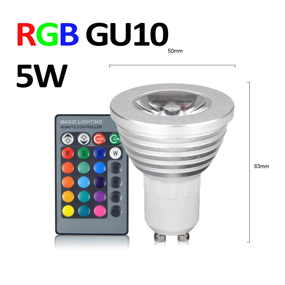 RGBW RGBWW RGB светодиодный светильник с дистанционным управлением, 110 В, 220 В, меняющий цвет, светодиодный светильник, E27, для дома, для рождественской вечеринки, декоративный прожектор - Испускаемый цвет: Spolight RGB 5W GU10