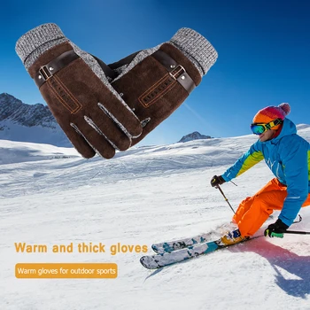 

Winter Outdoor Cycling Unisex Warm Gloves Durable Thermal Bicycle Riding Skiing Velvet Knitting Non-Slip Thickened Gloves