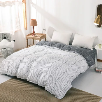 

Modern Stripes Printed White Duvet Cover with Zipper Adult Kids Family Quilt Cover 150*200cm,180*220cm,200*230cm,220*240cm Size