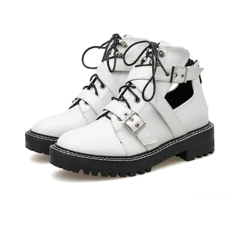 

2020 white boots Platform Square Heels Fashion Spring Autumn Ankle Boots Shoes Women fall boots Punk Motorcycles Boots LJB184