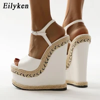 Eilyken Size 35-42 White Sandals For Women Summer Fashion Open Toe Ankle Buckle Strap Platform Wedge High Heels Dress Lady Shoes - Image 3