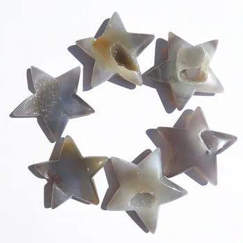 

1pcs Natural Agate Agate With Crystal Hole Pentagram Star Reiki Healing