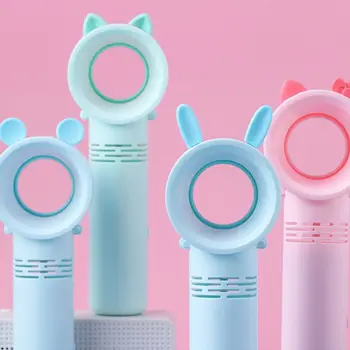

Mini USB Charging Handheld Bladeless Fan Cute Cartoon Air Conditioning Blower for Home Office Use