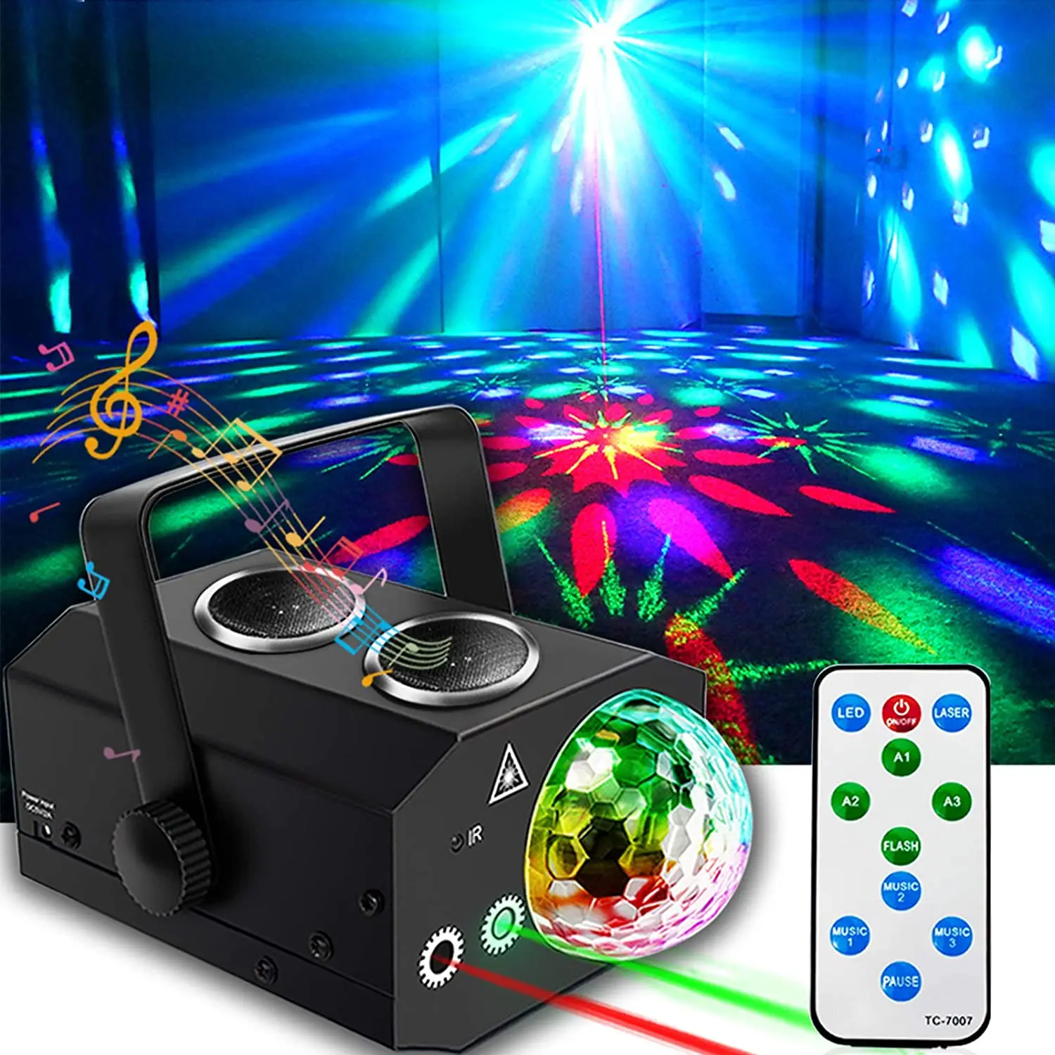 Projecteur de musique Bluetooth , lumière disco blanche