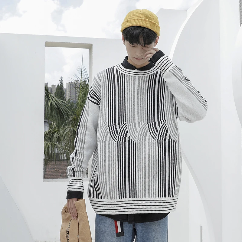 Winter Thick Sweater Men Warm Fashion Sweter Clothes Striped Casual Knit Sweaters Man Loose Long-sleeved Pullover Men M-2XL Winter Thick Sweater Men Warm Fashion Sweter Clothes Striped Casual Knit Sweaters Man Loose Long-sleeved Pullover Men M-2XL