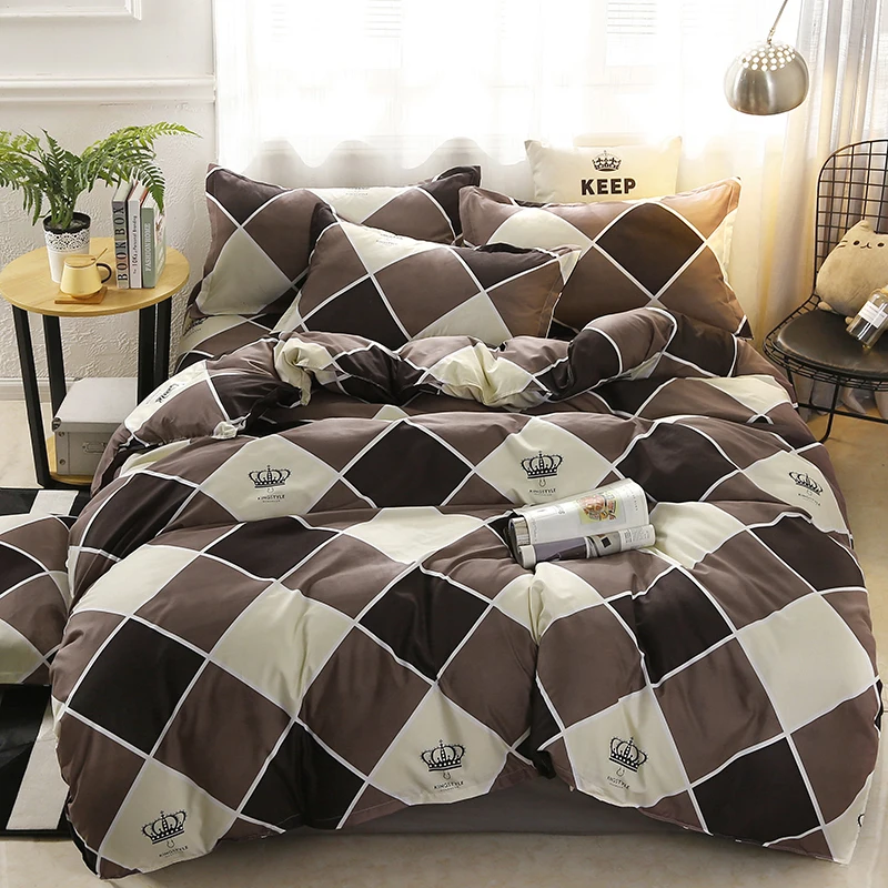 Stylish Plaid Brown Bed Sheets Set | Brown Linen Sheets Set