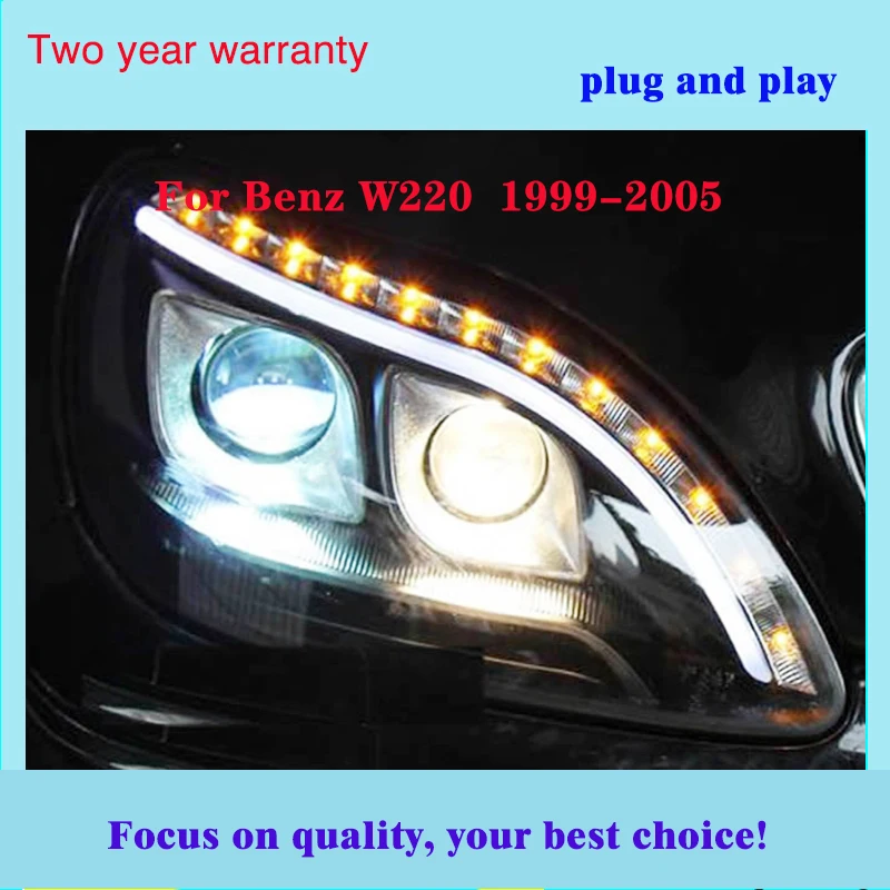 Автомобильный Стайлинг для Mercedes. Benz W220 1999-2005 S280 S320 S500 S600 светодиодный Ангельские глазки DRL Дневной светодиодный налобный фонарь Передний фонарь