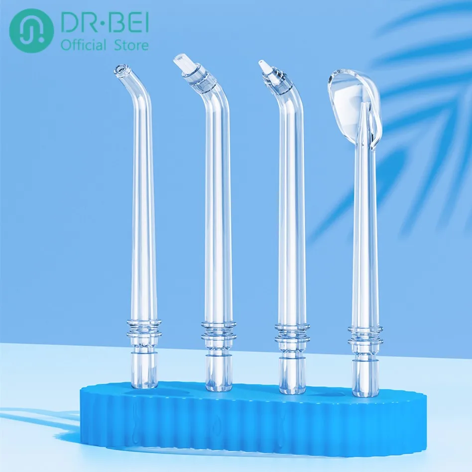 DR.BEI-boquilla de limpieza de agua para irrigador Dental F3 GF3, boquillas de perforación Dental, 4 Uds., raspador de lengua incluido