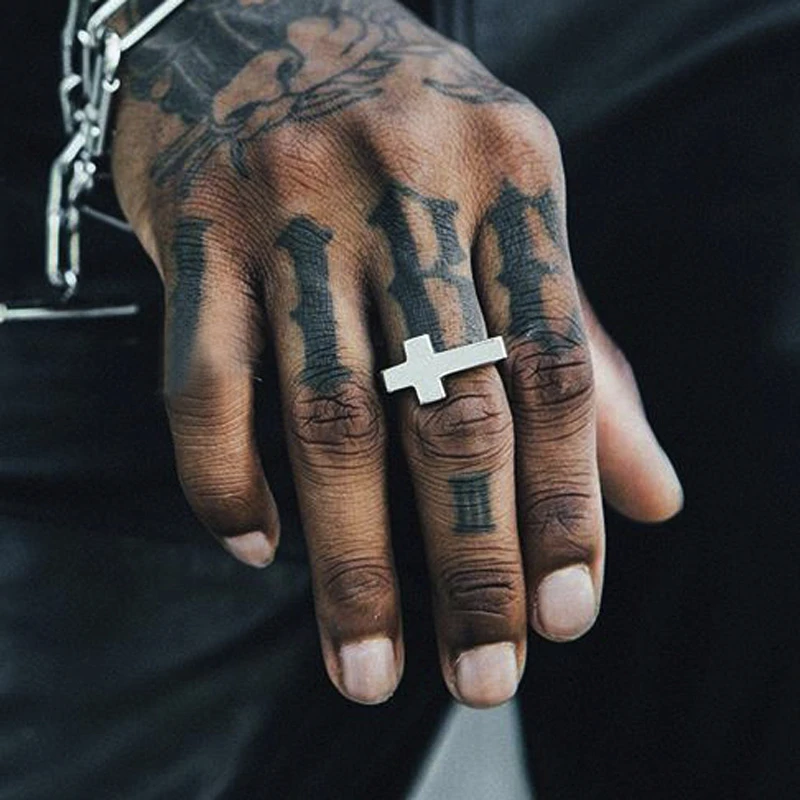 Punk Men Cross Shaped Stainless Steel Ring Jewelry Gifts