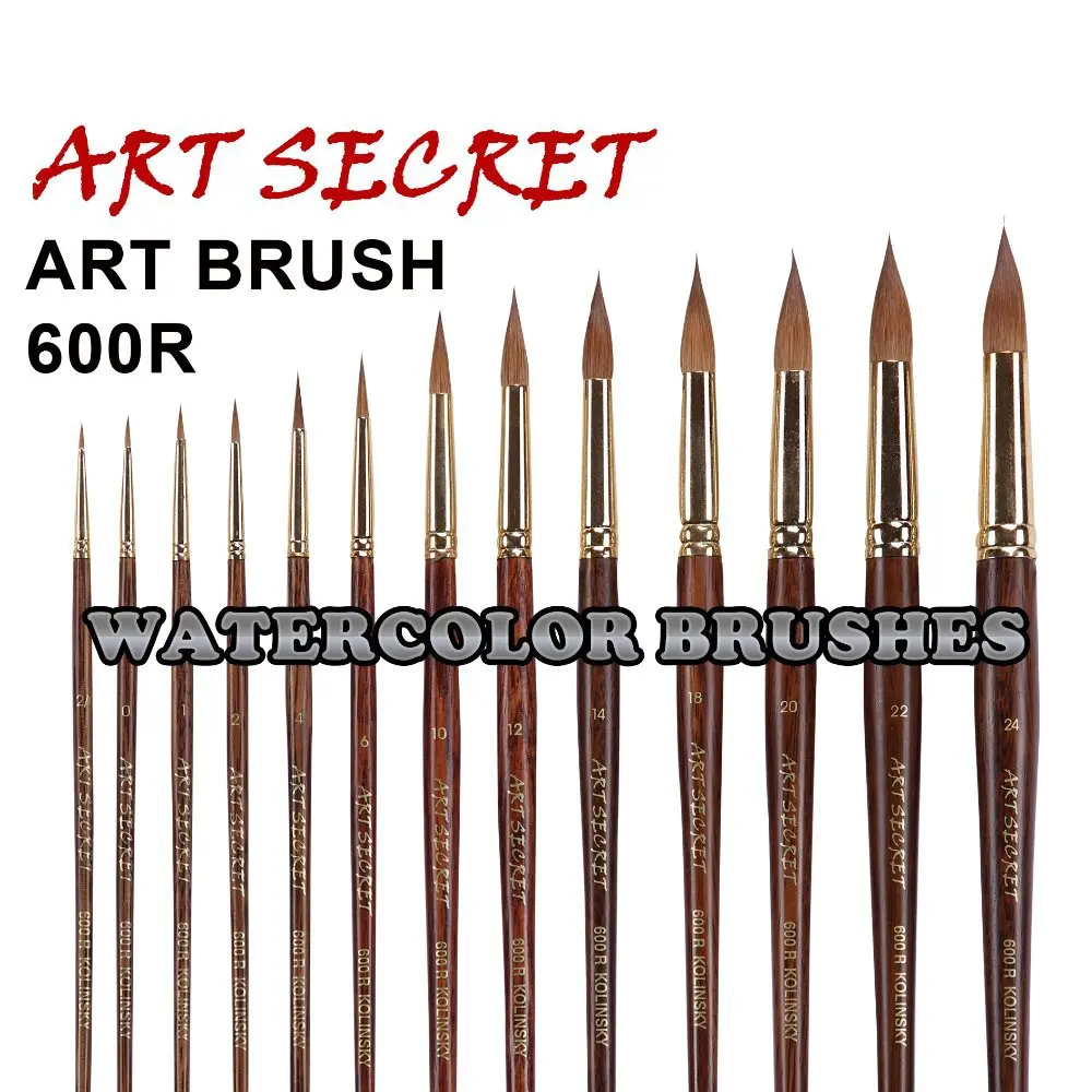 ArtSecret Pure Kolinsky Hair Gold Plating Oak 180MM Wooden Handle Watercolor Artist Brush Ferrule Have Defects Art Supplies 600R wholesale bristle hair wall paint brush artist brush oil graffiti wooden building painting background diy scrubbing brush set