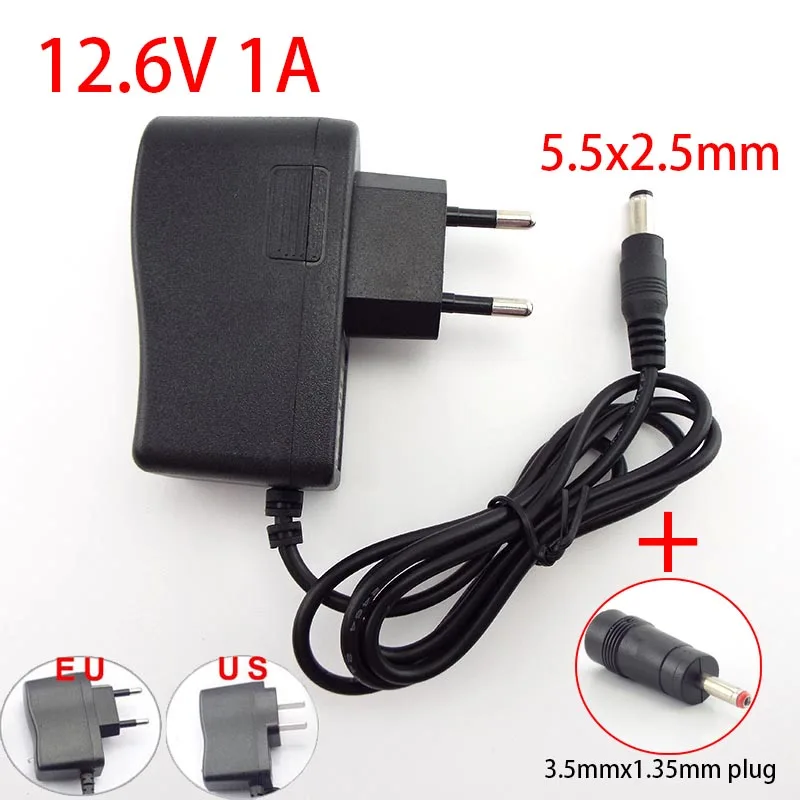 AC 100-240V DC 12 6 V 1A 5 mA адаптер питания 2 5x3 5mm 18650 MM Адаптер зарядного устройства для