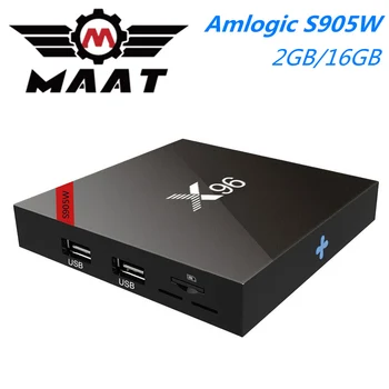 

MAAT 2GB Ram 16GB Rom X96 Amlogic S905W Smart TV Box Android 7.1 Quad Core 2.4GHz WiFi 4K Smart Media Player H.265 Set Top Box