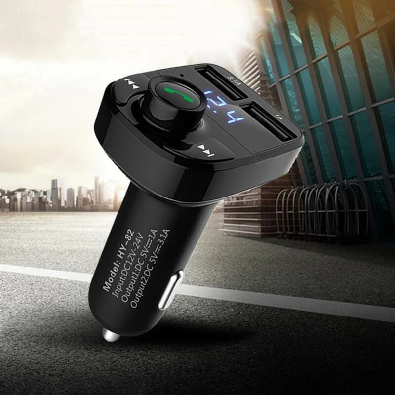 Супер Bluetooth fm-передатчик беспроводной радио адаптер MP3-плеер двойной зарядное устройство usb - Цвет: Черный