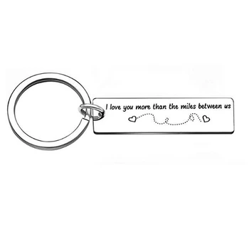 

Love Keychains for Couples I Love You More Than The Miles Between Us Long Distance Relationship Gift Going Away State Keychain