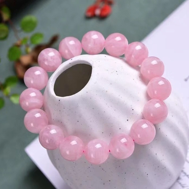 

Natural Pink Rose Crystal Quartz Stone Streche Bracelet Elastic Cord Pulserase Jewelry Beads Lovers Woman Gift