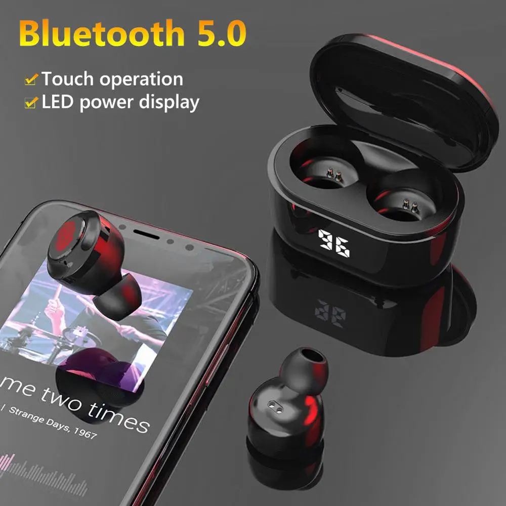 Mini TWS HiFi Earphone Bluetooth 5 0 Stereo IPX5 Wireless Business Earbuds Earset Sport Earphone with Digital Power Bank Headset