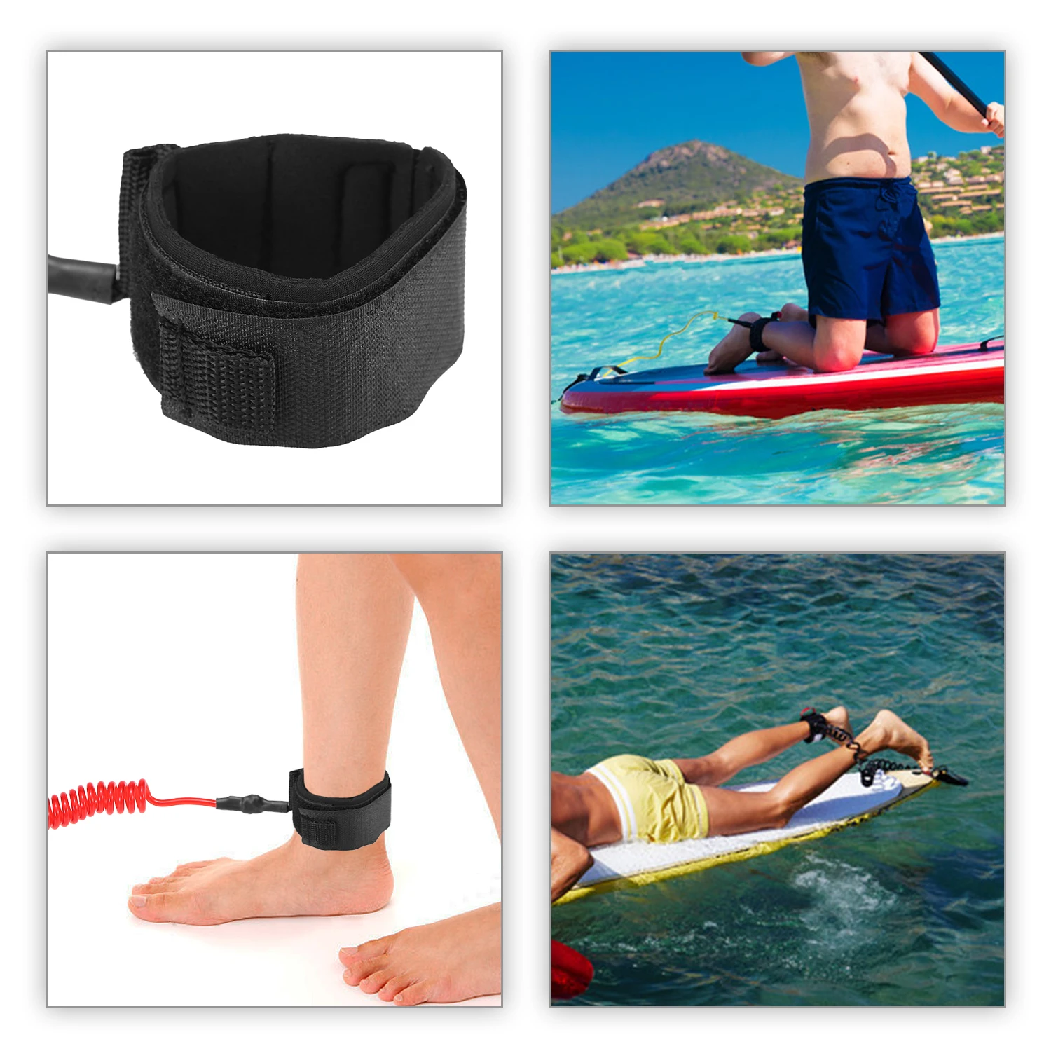 Surfboard Ankle Leash 4 Feet Elastic Coiled Stand UP Paddle Board Leg Rope Surf Sup Surfboard Leash
