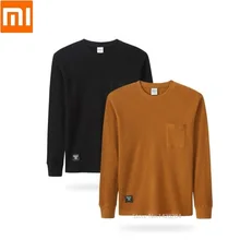 Xiaomi MITOWNLIFE Мужская хлопковая футболка простая повседневная трикотажная Мягкая дышащая Весенняя Осенняя Толстовка с длинным рукавом