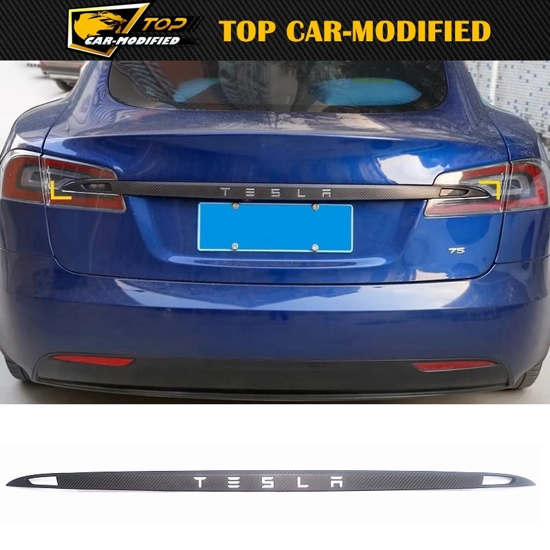 100% углеродное волокно задний знак автомобиля отделочная полоса для Tesla Model S 2016 2018
