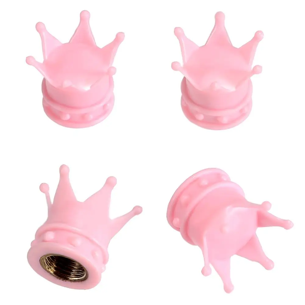 Universal 4Pcs Pink Crown Air Caps Valve Dust Covers For Truck Tire BikeBicycle Wheel Stem Cap Car Styling Accessorie | Автомобили и