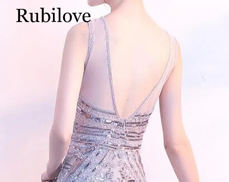Rubilove вечерние платья рыбий хвост новое платье тонкое женское платье большого размера в бусинах и пайетках платье