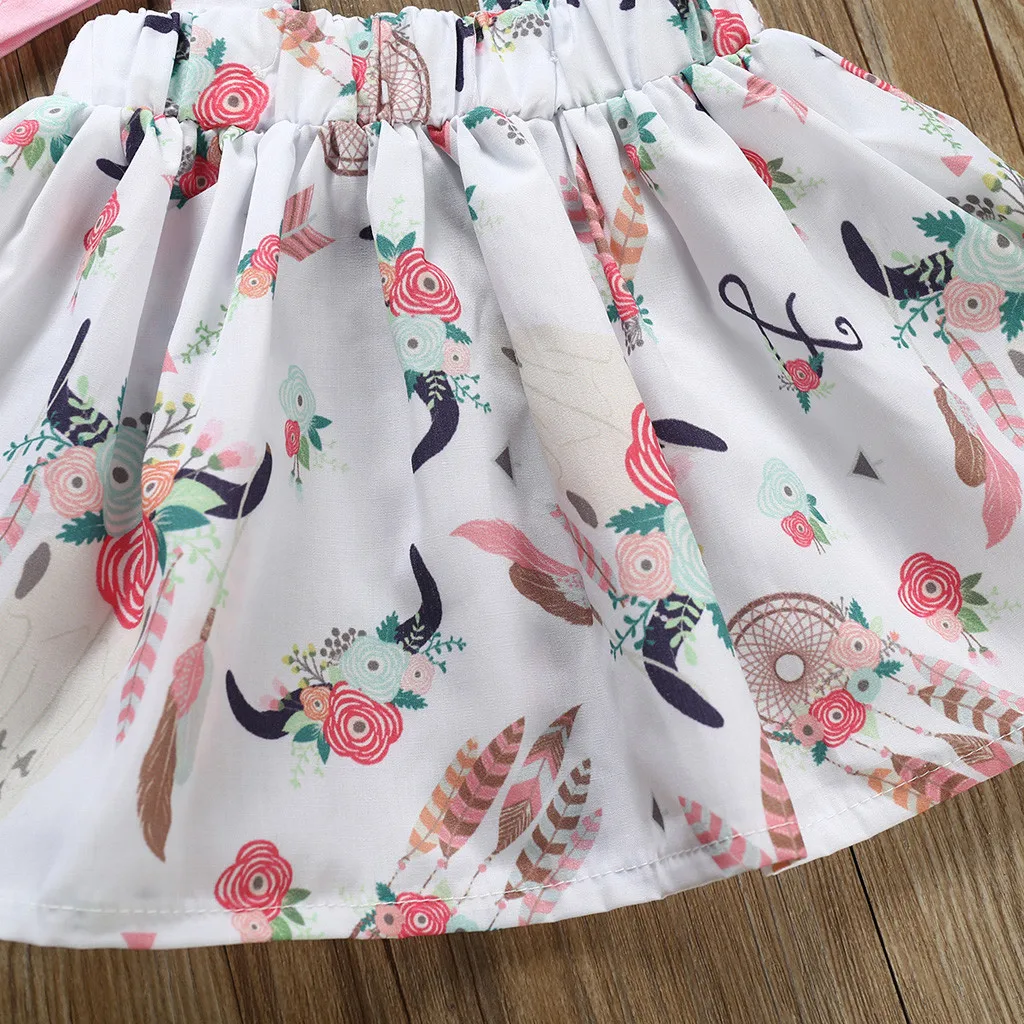 Одежда для малышей Новорожденные девочки оборка Прочный Комбинезон цветочный принт Skrits наряды комплект девушки Принцесса Вечерние модные костюмы C840