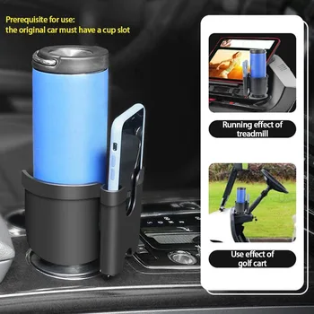 

Car Cup Holder Expander Adapter 2 In 1 Multifunctional 2 Cup Mount Extender With Rotating Adjustable Base