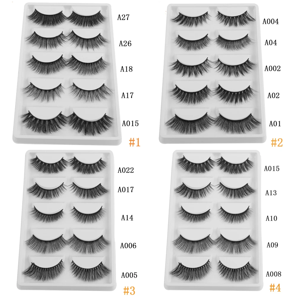 MAGEFY 5Pairs Mink Eyelashes Natural Long 3d Lashes Hand Made False Black Cotton Stalk Makeup Eyelash | Красота и здоровье