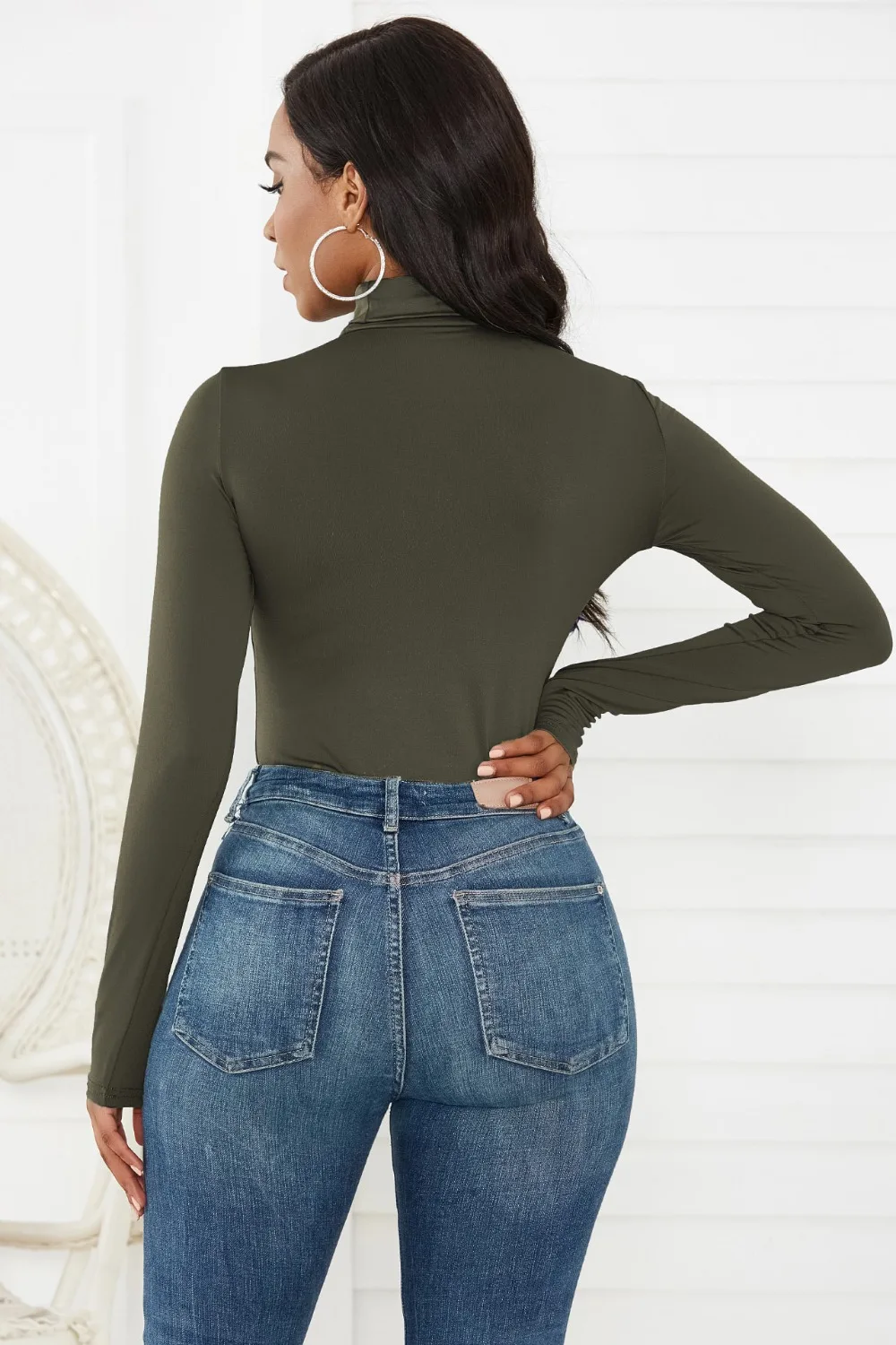 10Color Long Sleeve High Neck Jumpsuits Women Fit All-in-one Pants Autumn Solid Skinny Vintage Turtleneck Bodysuit Women Rompers long sleeve bodysuit