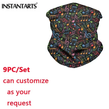 

INSTANTARTS 9Pcs/Set Music Notes Pattern Women Face Masks Outdoor Woman Men Sport Hiking Scarves Cycling Bandanas For Kids