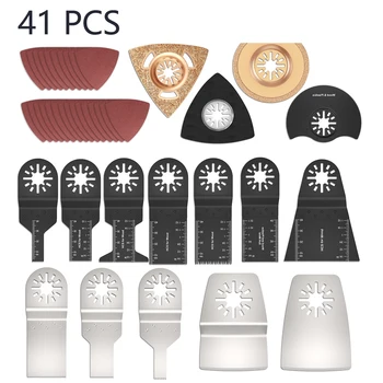 

41pcs Oscillating Saw Blades Multi-Function Bi-metal Precision Saw Blades Wood Cutting Kit for Renovator Power Tools Accessories