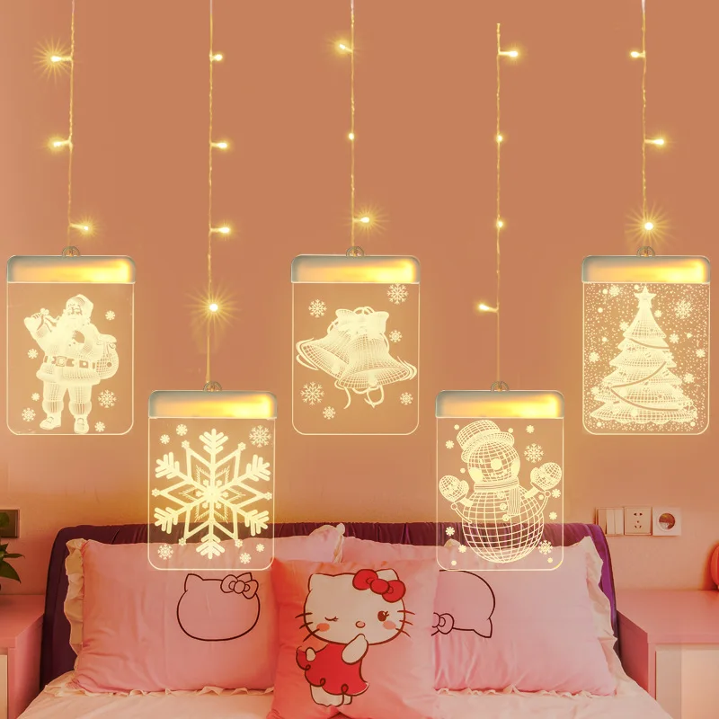 

1.5M*0.7M LED Snow Chirstmas Cutrain Lights Santa Claus String Light Waterproof Christmas Garland Party Wedding Birthday Decor