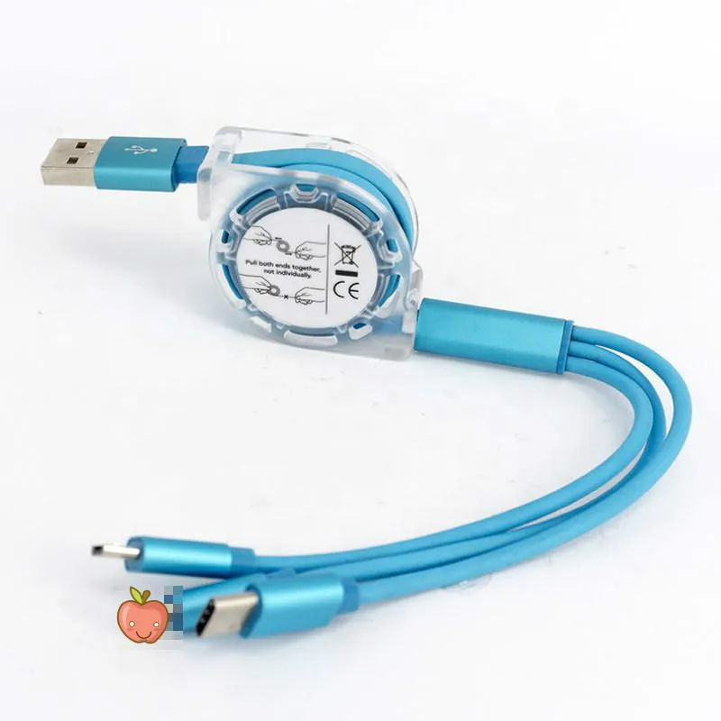 

Retractable 3 in 1 2.4A Fast Charging Cable Micro USB TYPE C for Samsung Huawei Data Cable Mobile Phone Charger Cable