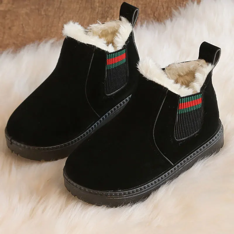 

Kushyshoo Snow Boots 2020 Fashion Slip-On Solid Color All-match Winter Kids Shoes Thicken Plush Warm Heighten Martin Boots