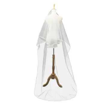 

2 Layers Wedding Bridal Veils 2.5M Long Wedding Veil Ribbon Edge Bridal Veil with Comb for Bride Marriage Wedding Accessories