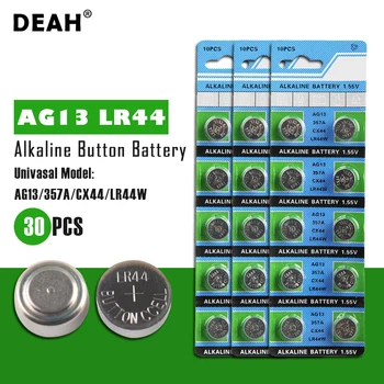 

DEAH 30PCS 1.55V AG13 LR44 Alkaline Cell Coin Battery AG 13 LR44W LR1154 SR44 A76 357A 303 357 Button Batteries For Watches Toys