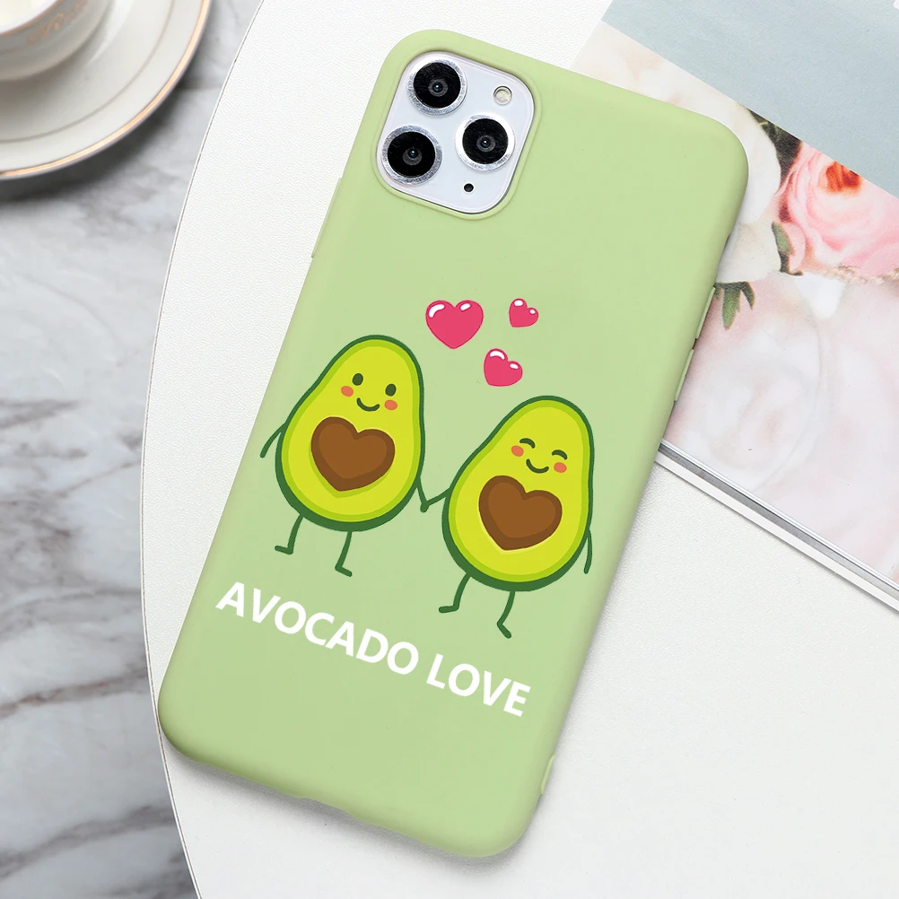 Чехол Avocado для iphone 11 Pro XS Max XR X 5 5S, силиконовый зеленый матовый чехол для iphone 7Plus 7 8 6 S 6 S Plus, чехол для телефона для девочек - Цвет: 2nygxiao