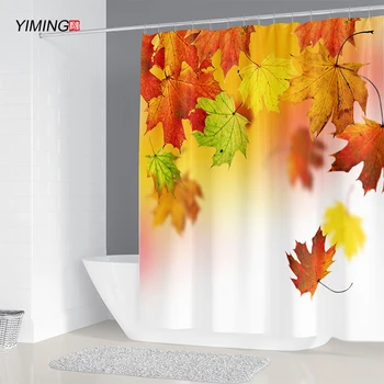 

Bathroom Waterproof Shower Curtain 3D Maple Leaf Simple Leaf Printing Bathroom Curtain Polyester Home Decor Curtain 200x180cm