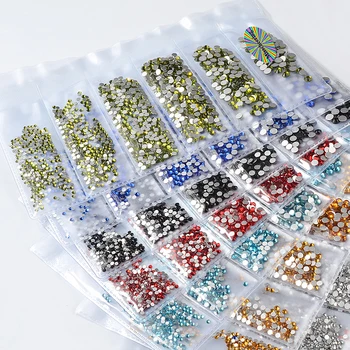 

T-TIAO CLUB Multi-size Glass Nail Rhinestone For Nail Art Decorations Crystals Strass Charms Partition Mixed Size Rhinestone Set