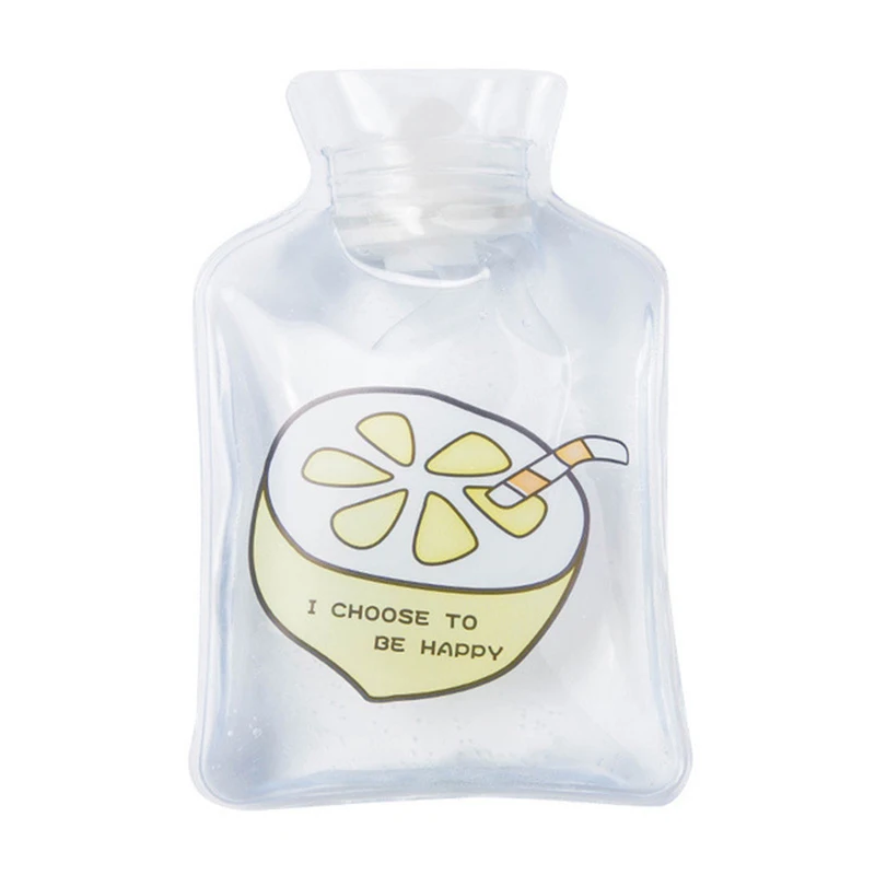 Lemon Милая Мини ручная Po Теплая бутылка для воды картон прозрачная для хранения бутылок с горячей водой маленький портативный ручной подогреватель воды инъекции сумка для хранения - Цвет: Lemon
