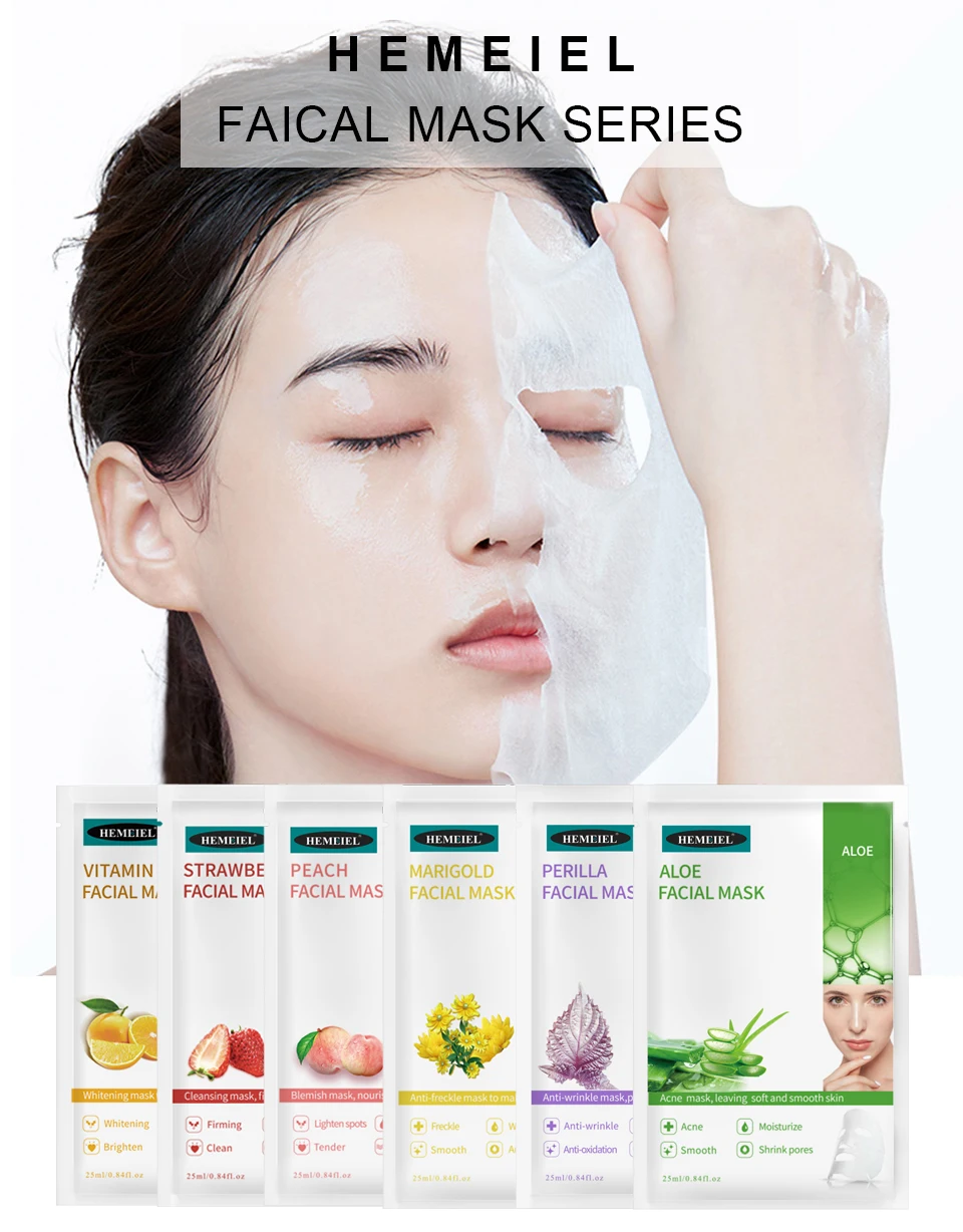 Hemeiel 3pcs Hyaluronic Acid Face Mask Moisturizing Collagen Korean