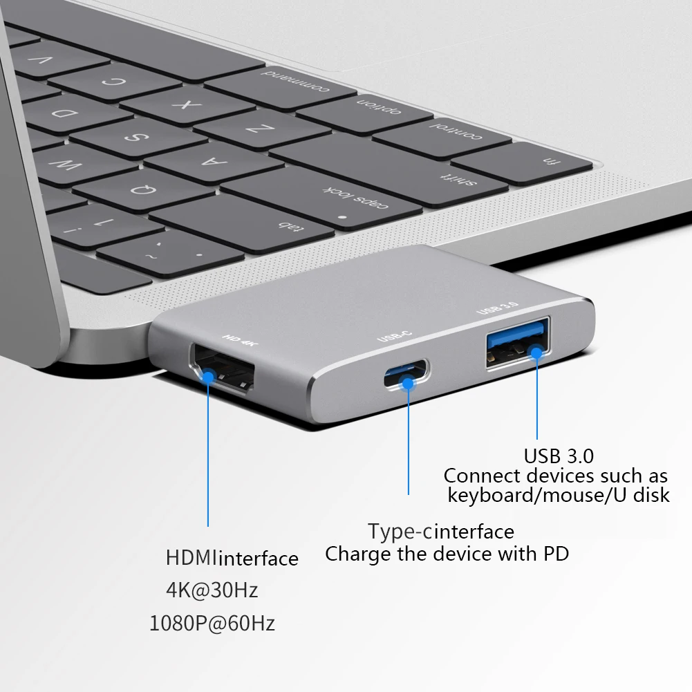 Двойной USB C к HDMI 4K USB 3,0 PD зарядный концентратор usb type C 3,1 конвертер 3 в 1 Алюминиевый сплав удлинитель док-станция для Macbook Pro