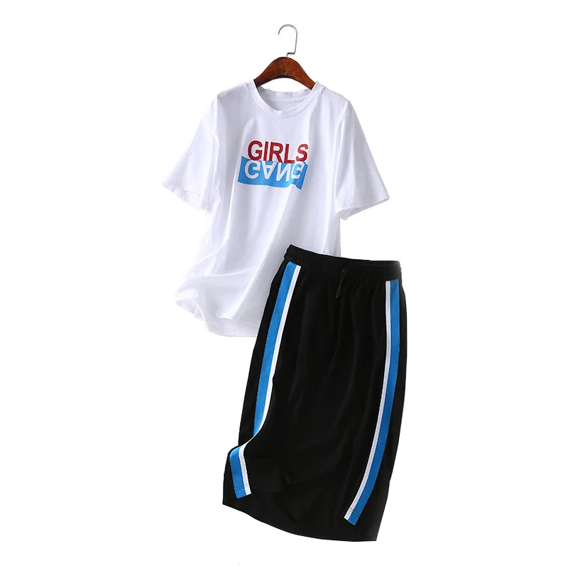 

One's Sporty Printed T-shirt Mixed Colors Half-length Skirt Two-Piece Set Entity