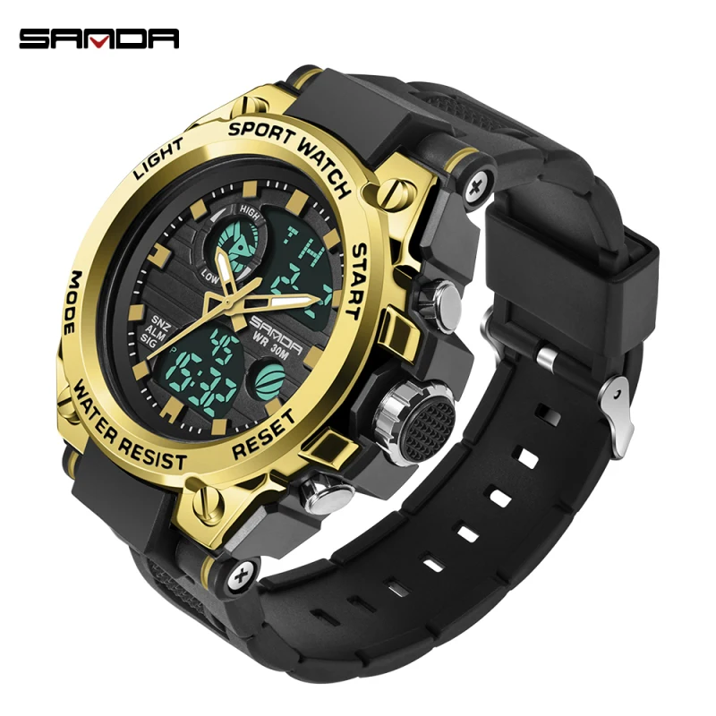 

2019 New Dual-Screen Casual Quartz Men's Watch 739 Men's Sports Watch Luxury Brand Military Chronograph Waterproof Watch