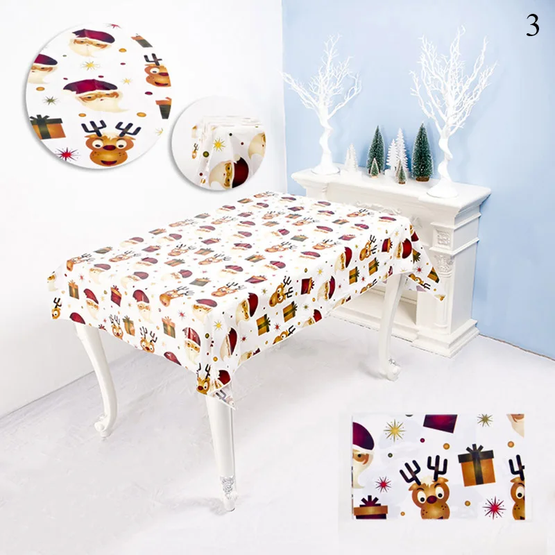 Christmas Print Tablecloth Waterproof Kitchen Dining Table Cloth Rectangle Home Party Decorative Santa Claus Xmas Party - Количество штук: 3