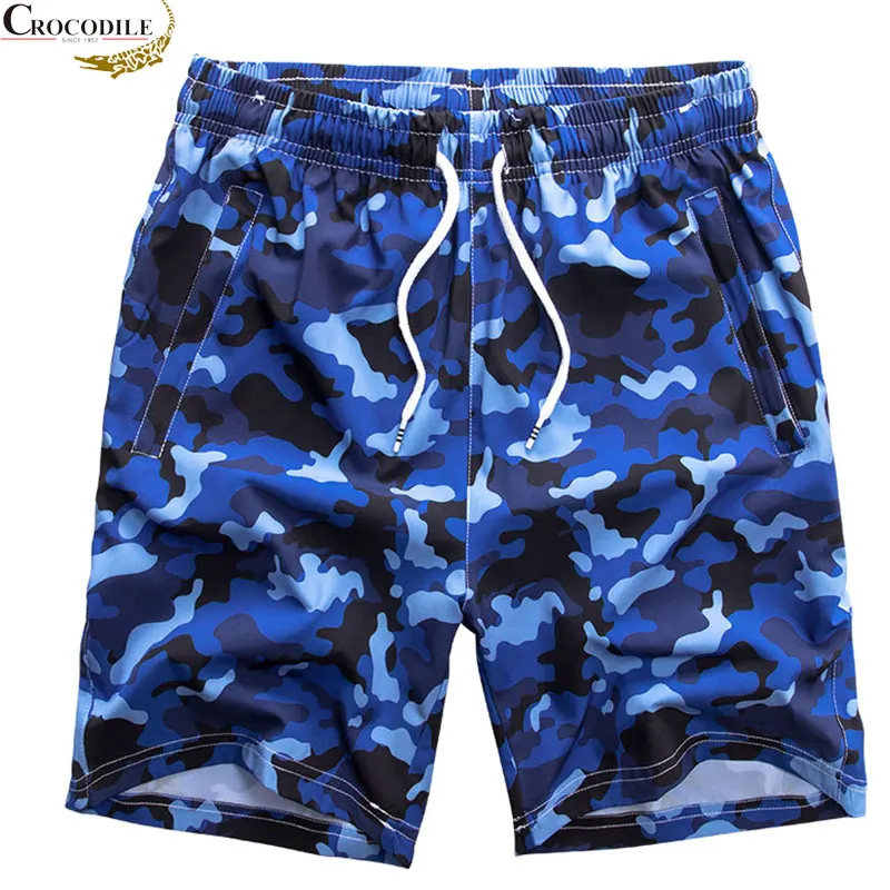 blue camo swim shorts