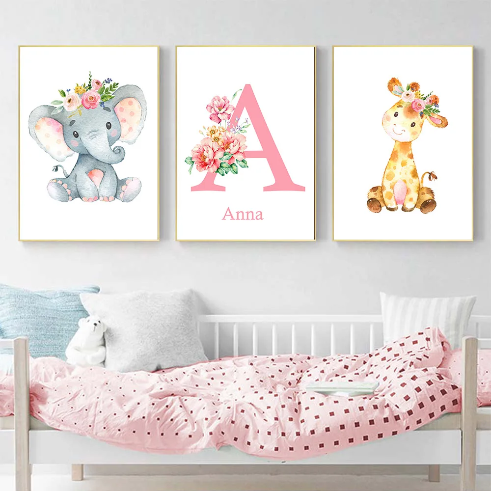 DIY custom &quotletter name&quot elephant giraffe diamond painting 5D &quotname custom&quot cartoon embroidery cross stitch kit art gift | Дом и